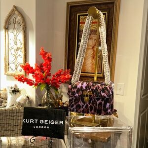 Kurt Geiger “The Brixton” Purple/Black Leopard Print Shoulder Bag 8”x 5.75” NWT